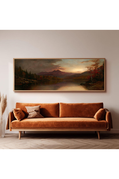 Dekorsiahome Ahşap Çerçeveli Panoramik Oturma Odası Tablosu UZ0066