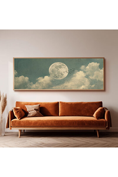 Dekorsiahome Ahşap Çerçeveli Panoramik Oturma Odası Tablosu UZ0041