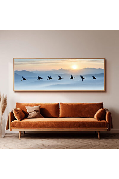 Dekorsiahome Ahşap Çerçeveli Panoramik Oturma Odası Tablosu UZ0026