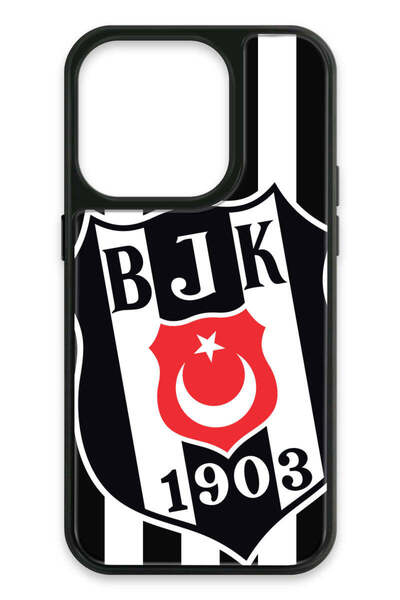 Beşiktaş iPhone 15 Pro Uyumlu Büyük Arma Cam Lisanslı Telefon Kılıfı