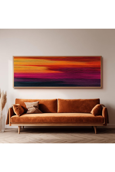 Dekorsiahome Ahşap Çerçeveli Panoramik Oturma Odası Tablosu UZ0089