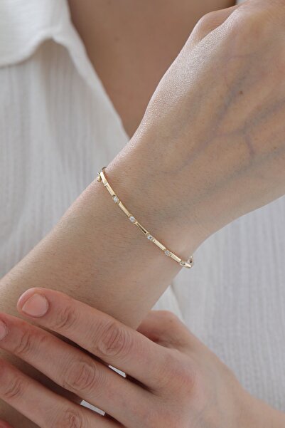 YAVUZ KUYUMCULUK 14 Ayar Altın Taş Detaylı Külçe Kelepçe