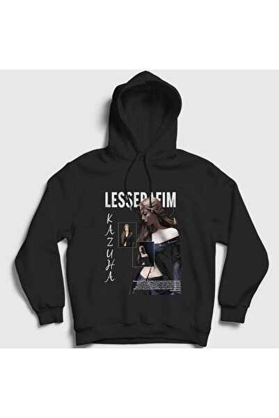 Presmono Unisex Black Kazuha K-Pop Le Sserafim Hooded Sweatshirt 597867Tt