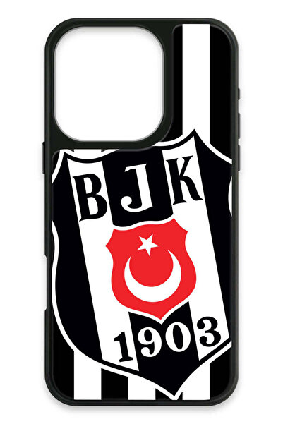 Beşiktaş iPhone 16 Pro Uyumlu Büyük Arma Cam Lisanslı Telefon Kılıfı
