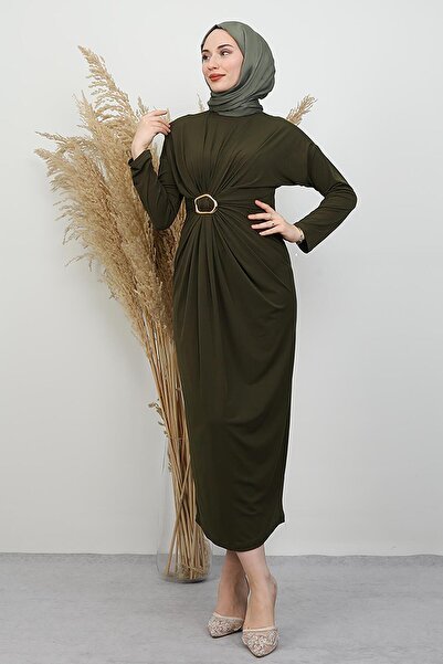 GİYZAMİLA Almira Buckle Dress Khaki