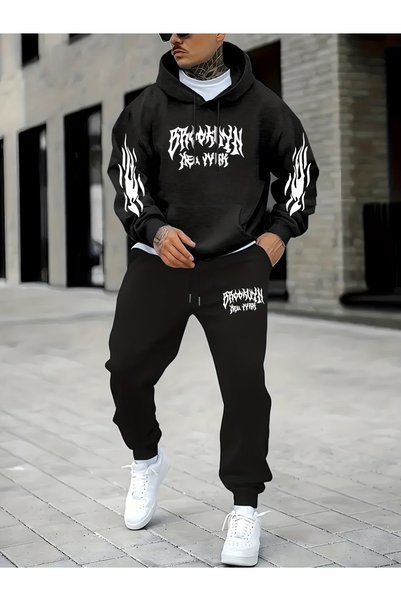 vorena Calle 00 Urban Street Style 3 Threaded Rastered Sweatpants Set