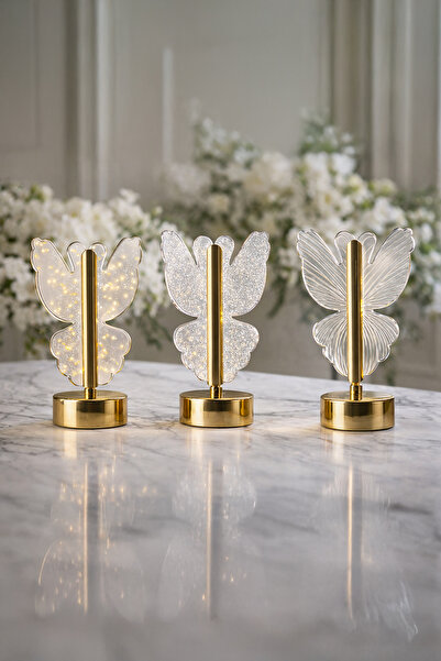 Vadi Dokunmatik Şarjlı 3 Kademeli Işıklı Dekoratif Kelebek LED Masa Lambası