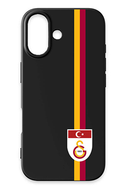 Galatasaray iPhone 17 Uyumlu Parçalı Şerit Bayrak Arma Siyah Silikon Lisanslı...