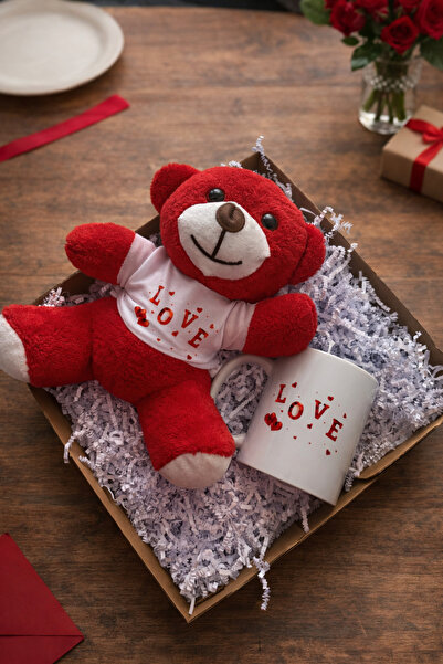 leylooks Sevgililer Gününe Özel Love yazılı Ayı ve kupa bardak (Not eklenebilir)