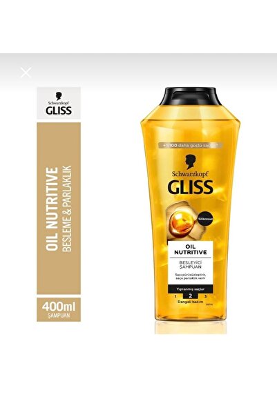 Gliss Oil Nutritive Besleyici Şampuan Yıpranmış Saçlar 400 ml