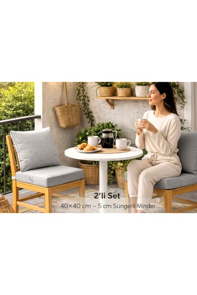 shules collection Gray Zippered Back Cushion 2-Piece Chair Cushion Set – 5 cm...