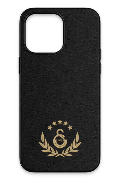 Galatasaray iPhone 14 Pro Compatible 5 Star Gold Arma Leather Magsafe License...