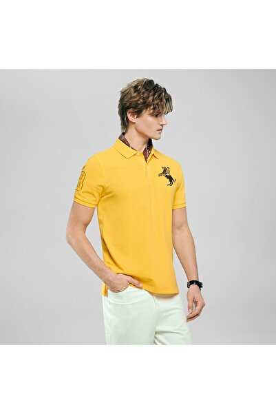 Giordano Menâ€™s Slim Fit Napoleon Embroidery Lycra Pique Polo