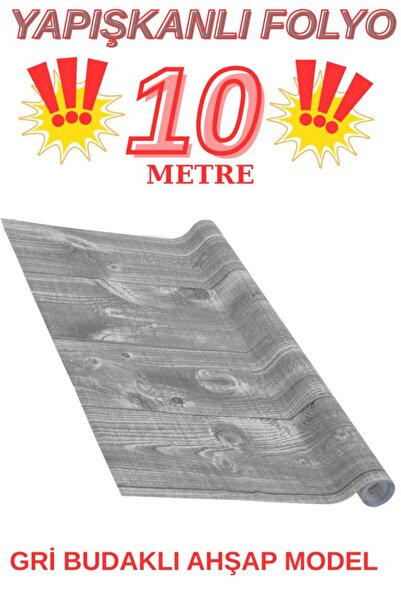 Renkli Duvarlar 45cm X 10 Meters 1 Roll Foil Adhesive Gray Textured Wood Kitc...