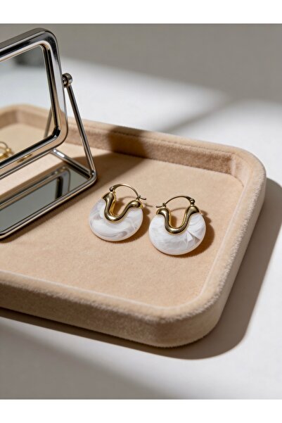 ayoljewelry Vintage Modern Karma: Pearlescent Hoop Steel Earrings