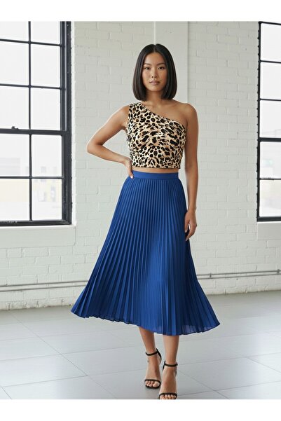 FUNSTYLE Imprimare digitală premium cu model leopard, cu o singură bretea, cr...