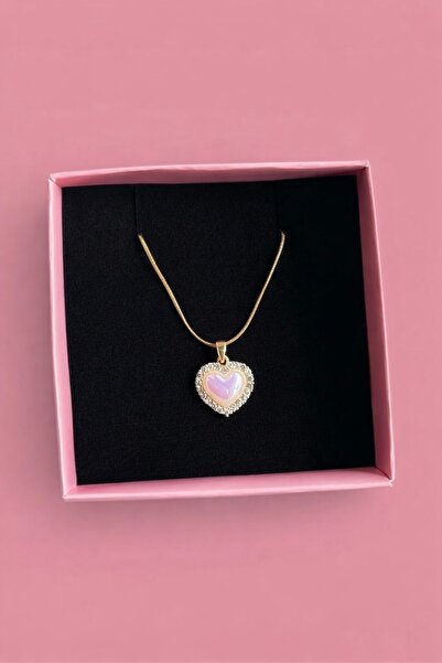 LANURE CO. Zirkon Taşlı Kalp Figürlü Kadın Kolye – Gold Renk & Gümüş Renk – Ş...