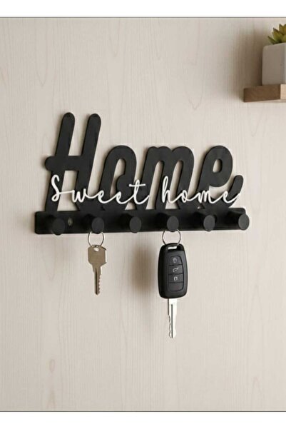 Markasız ucuz BABURA Home Sweet Home Dekoratif Duvar Anahtarlığı – 6 Kancalı ...