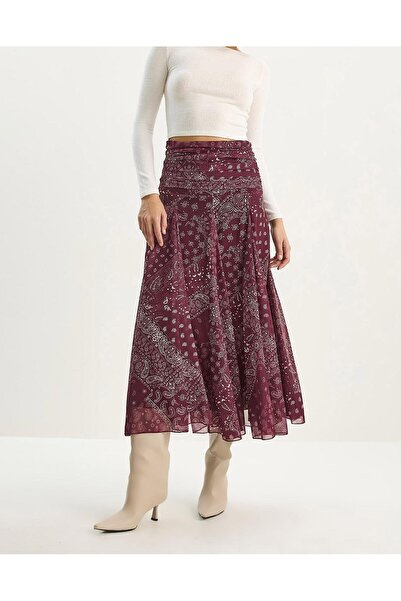 Chago Γυναικεία μακριά φούστα μποέμ με λεπτομέρεια στη μέση και μοτίβο σάλι, ...