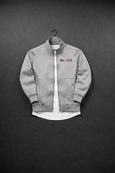 NOFLEN Black Printed Men's Black Scuba Gray Bottom and Top Tracksuit Set