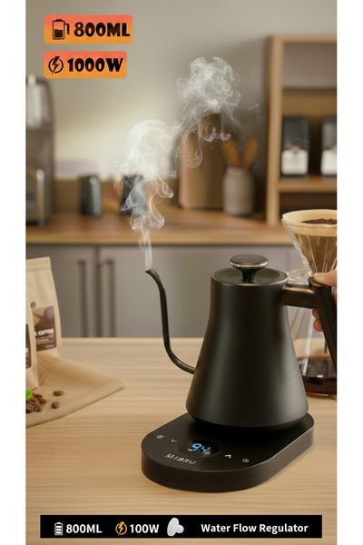 MIBRU غلاية كهربائية V60 سعة 800 مل، غلاية قهوة ذات عنق معقوف، 1000 واط، تسخي...