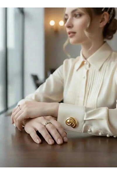 Dorvina طقم أزرار أكمام نسائية من النحاس بلون ذهبي مكون من قطعتين