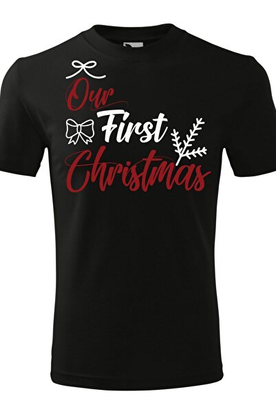 Generic (Unbranded) Unisex "Our First Christmas" Black T-Shirt - L