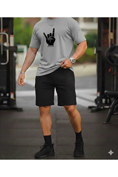 YK WEAR T-Shirt Shorts Rock Si̇ng Printed Men/Women
