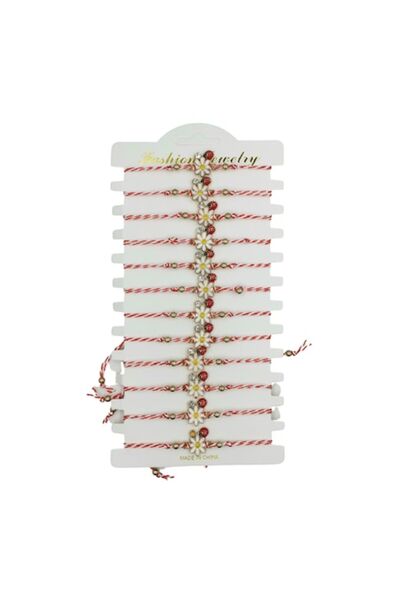 OEM Set de 12 brățări Mărțișor, Nevermore, Margaretă cu Buburuză, Mărime Regl...