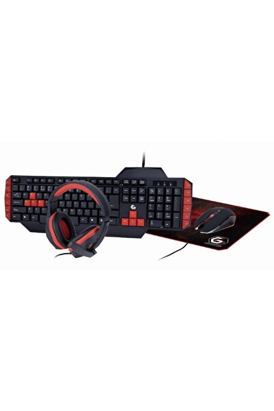 Gembird Set de gaming Tastatură, Mouse, Căști, Mousepad Negru