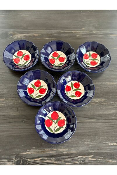 Ayosse Handmade Pomegranate Patterned Set of 6 10 cm Ceramic Tea Plates