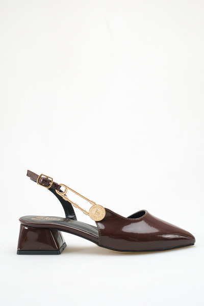 ich1one Bologna Women's Patent Leather Heeled Ballerina Shoes – 5 cm Heel, Ca...