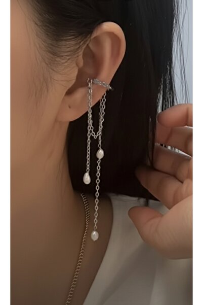 TakıConcept İncili Çelik Deliksiz Ear Cuff Küpe Deliksiz Kıkırdak Küpe