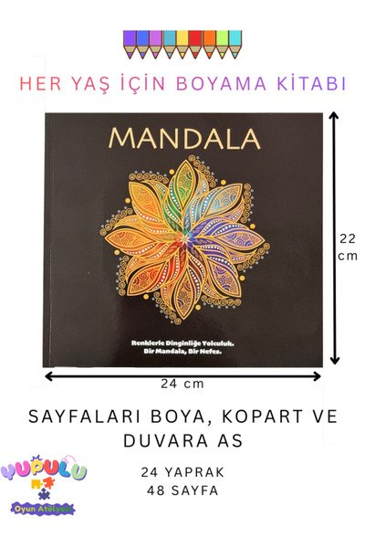 YUPULU Mandala Boyama Kitabı Her Yaş İçin Rengarenk Terapi Yetişkinler ve Çoc...