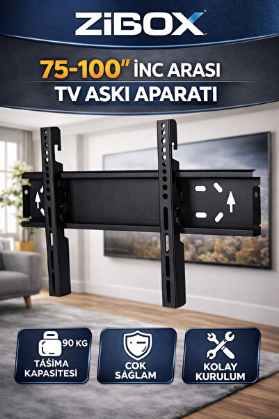 Zibox 75-100 Inç Tv Duvar Askı Aparatı Tüm Tv'ler Ile Uyumlu (Su Terazili)