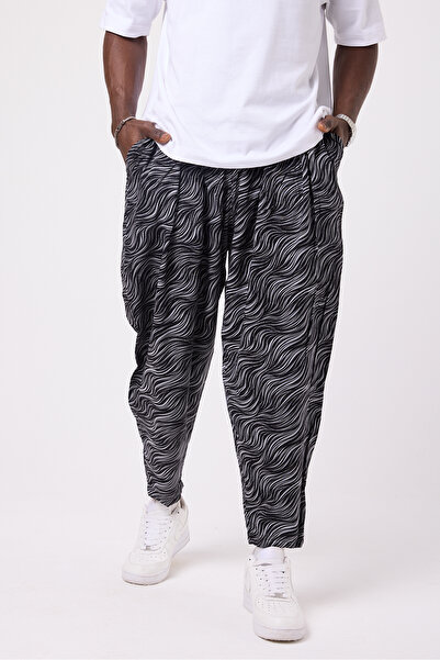 Superbluemexico Unisex Street Style Printed Wrinkled Sports Baggy Trousers