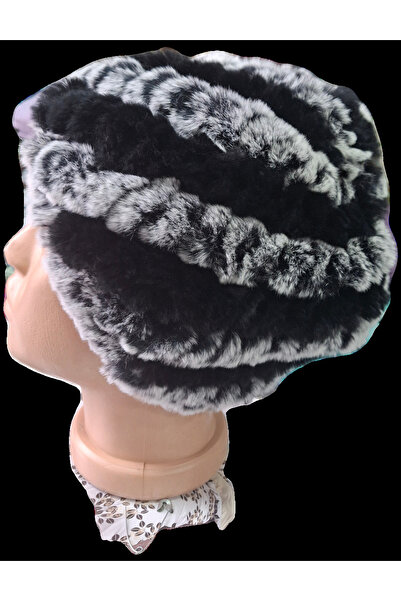 New College Black/white rabbit fur hat