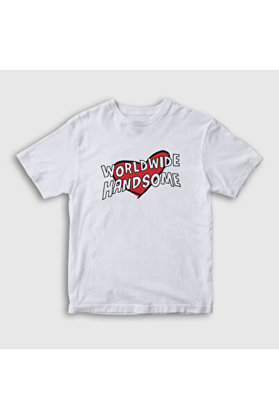 Presmono Tricou unisex pentru copii, alb, Worldwide Handsome Handsome Gift Ji...