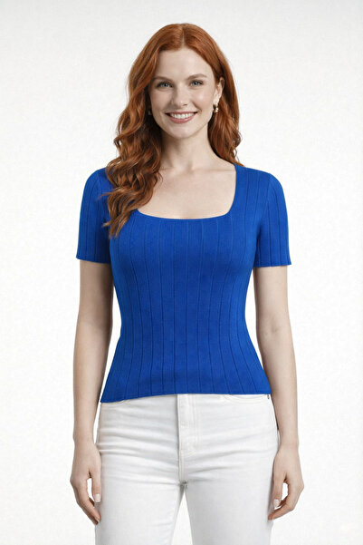 Neden Tekstil Square Neck Ribbed Knitwear Blouse