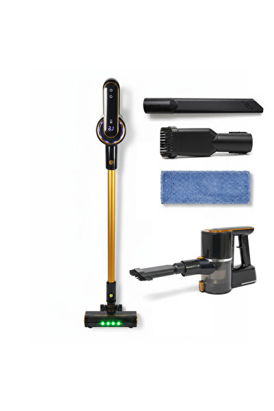 NEXTLY Aspirator vertical și mop, LED, 4 capete, negru