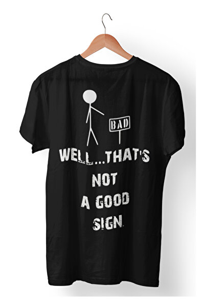 Generic (Unbranded) Tricou negru Malfini - „Nu e un semn bun” - M