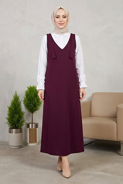 Kirazgym Women's Long Hijab with Tie-Back Shoulders - Burgundy