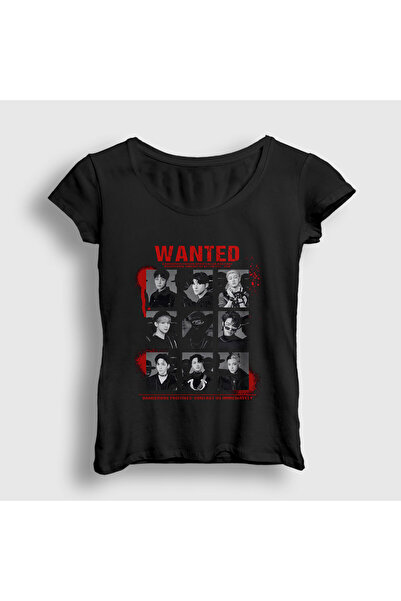 Presmono Women's Black Wanted K-Pop Ateez T-Shirt 600063Tt