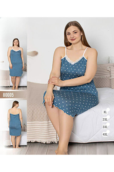 turkish Women's nightgown with a small geometric pattern and lace trim – petr...