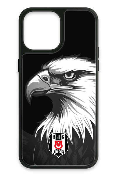 Beşiktaş iPhone 13 Pro Max Uyumlu Büyük Kartal Cam Lisanslı Telefon Kılıfı