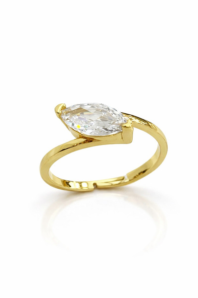 Vi store Çelik Gold Markiz Taş Yüzük