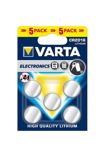 Varta CR 2016 Батерии тип копче, 90 mAh, 5 броя