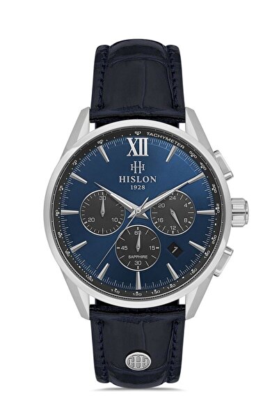 Hislon Momentus Ms206S-11Ns Sapphire Glass Navy Blue De Leather Ordon Men's W...