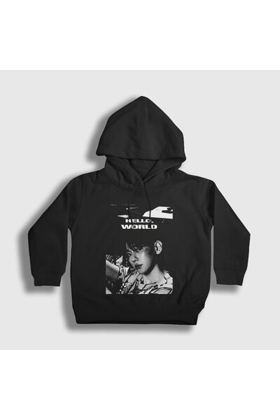 Presmono Unisex Παιδικό Μαύρο Φούτερ με κουκούλα Hello World Byun Baekhyun Ba...