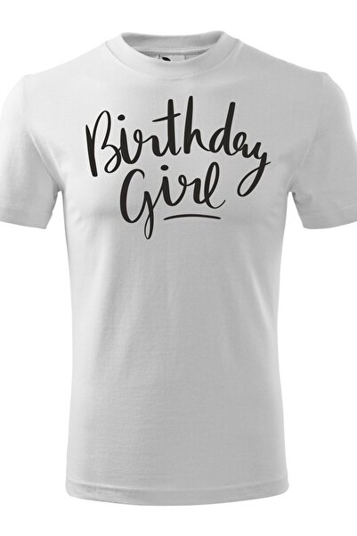 Generic (Unbranded) Tricou Unisex „Fată de ziua de naștere” - Alb - Mărimea S